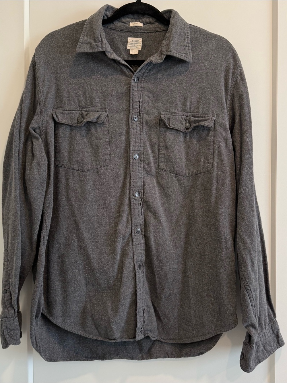 J. Crew Vintage Men's Gray Button-Down Work Shirt 100% Cotton - Size Large